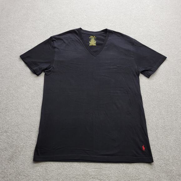 Polo by Ralph Lauren Solid Black Men's V Neck T Shirt Size Large - Picture 1 of 6